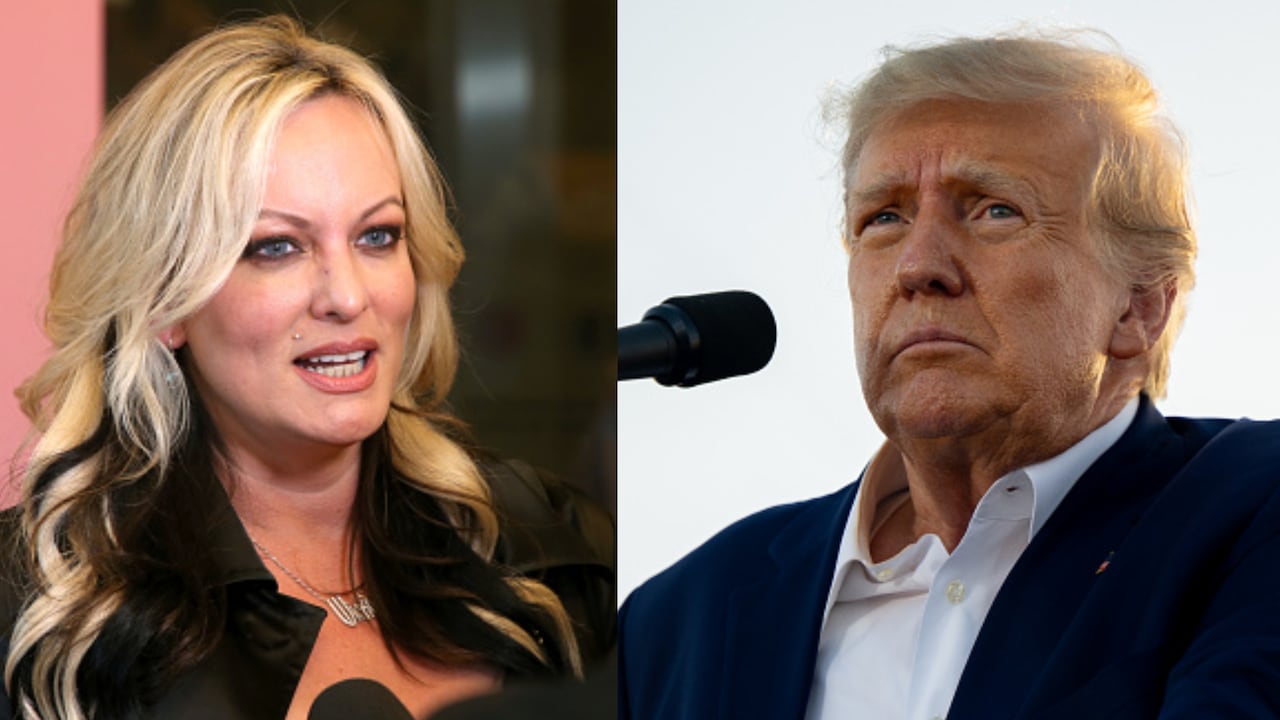 Stormy Daniels, actriz de cine para adultos, y Donald Trump, expresidente de Estados Unidos.