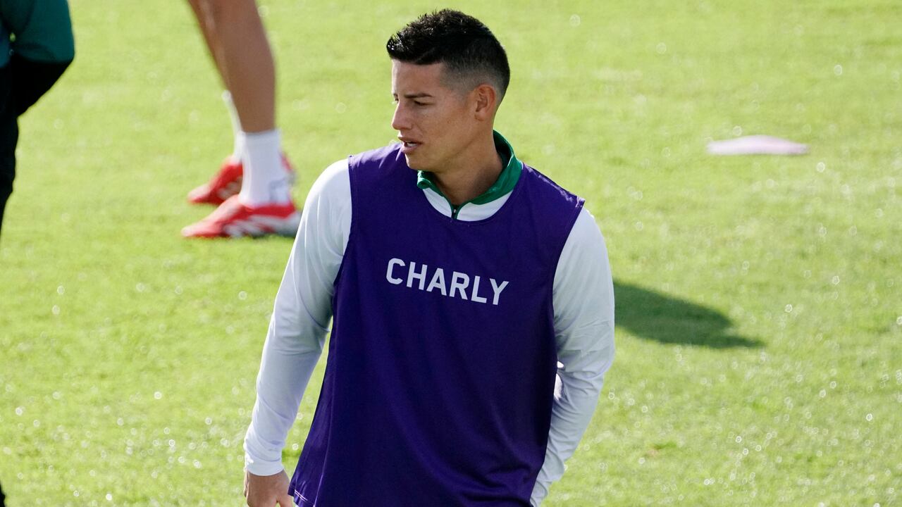 Colombian football player James Rodriguez looks on during a training session after signing for Mexican football club Leon at their training grounds in Leon, Guanajuato state, Mexico, on January 14, 2025. Colombian football star James Rodriguez has signed for Mexican football Club Leon after his brief and unsuccessful spell at Spanish La Liga side Rayo Vallecano, the two clubs announced on January 13. (Photo by MARIO ARMAS / AFP)