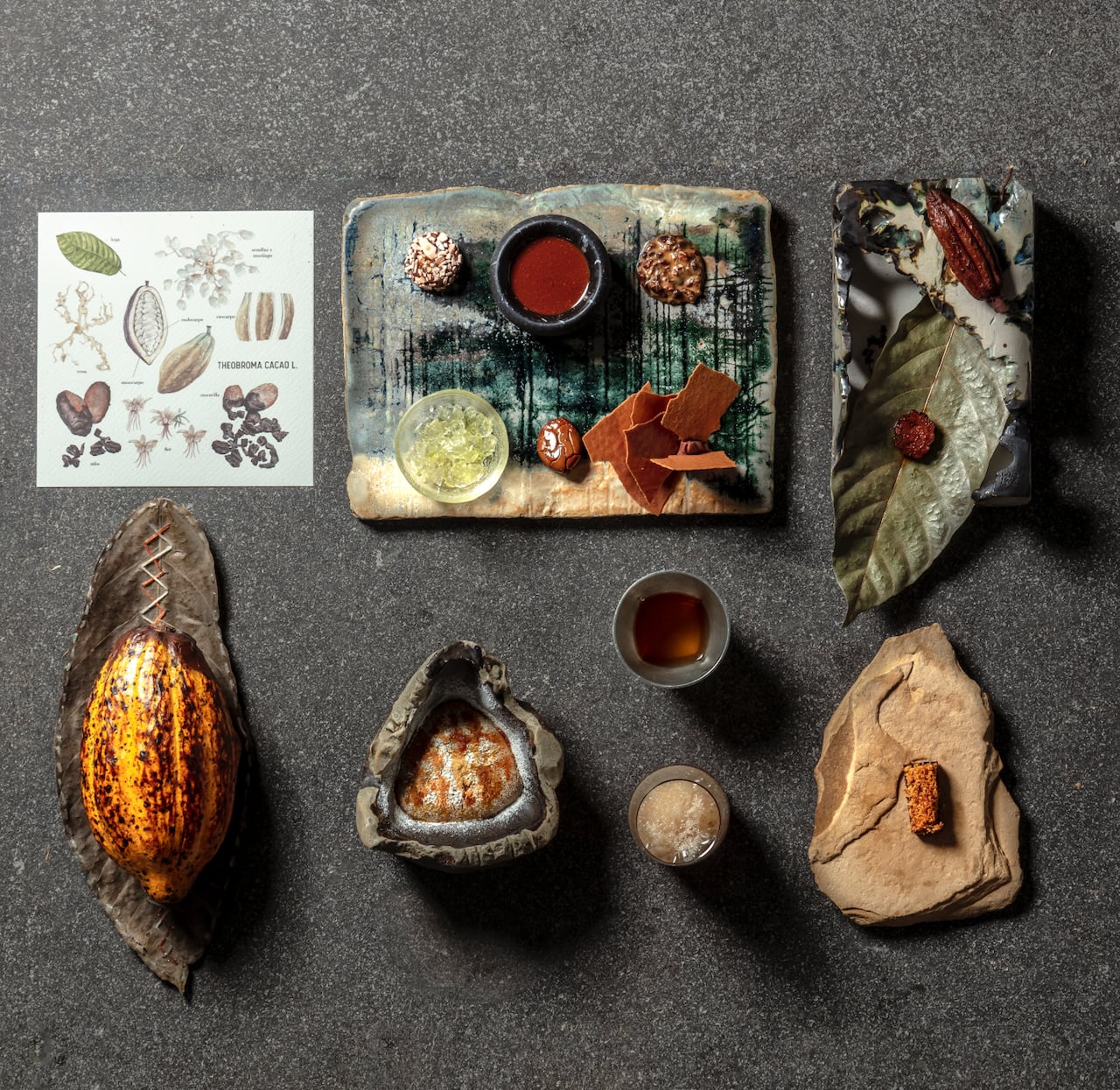 Cacao Chunco, mucilago, semillas y cáscara, la representación del trabajo de su Theobroma Lab.