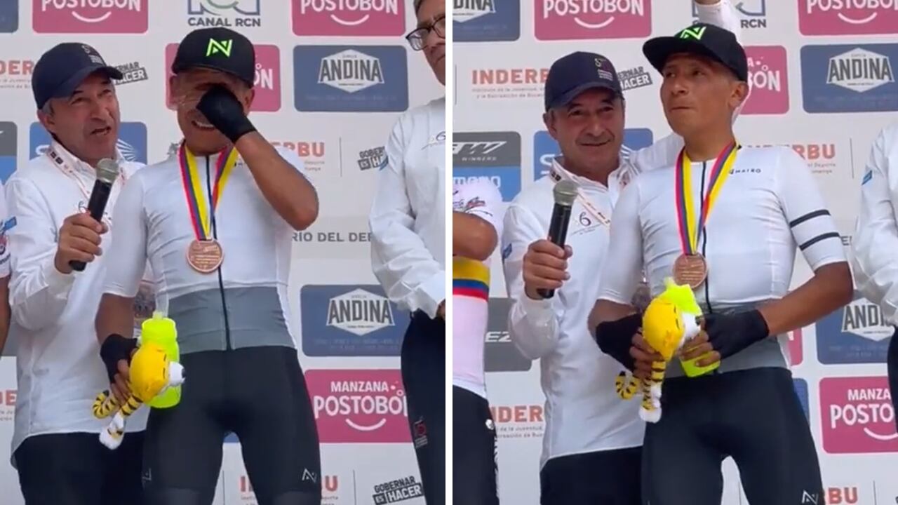 A Nairo Quintana le afloraron los sentimientos en el pódium de lo Nacionales de Ruta.