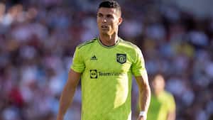 Cristiano Ronaldo en el partido contra el Brentford FC