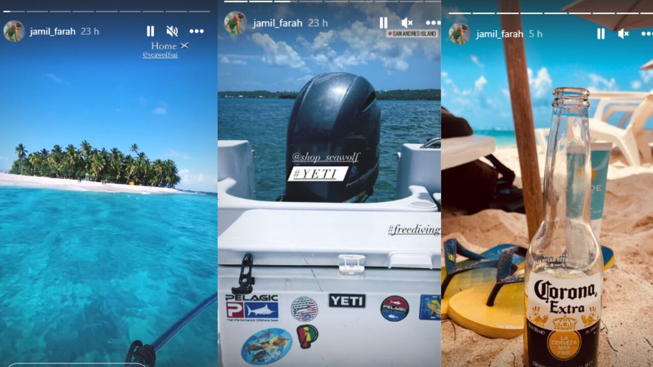 Las fotos de ambos tienen en común la playa y la presencia de un bote.