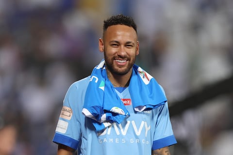 RIYADH, SAUDI ARABIA - SEPTEMBER 15: Neymar Jr of Al Hilal looks on prior to the match between Al-Hilal and Riyadh at Prince Faisal Bin Fahad on September 15, 2023 in Riyadh, Saudi Arabia. (Photo by Yasser Bakhsh/Getty Images)