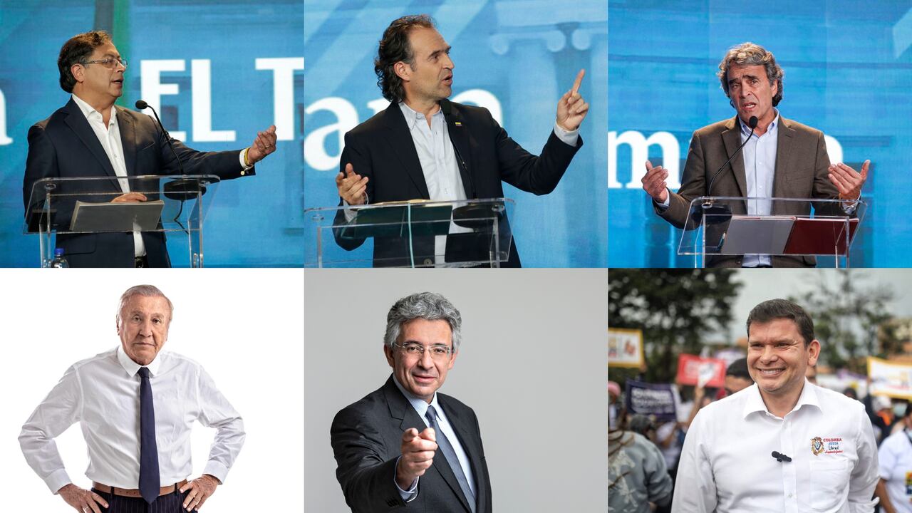 Los candidatos presidenciales para la primera vuelta: Gustavo Petro, Federico Gutiérrez, Sergio Fajardo, Rodolfo Hernández, Enrique Gómez y Jhon Milton Rodríguez.