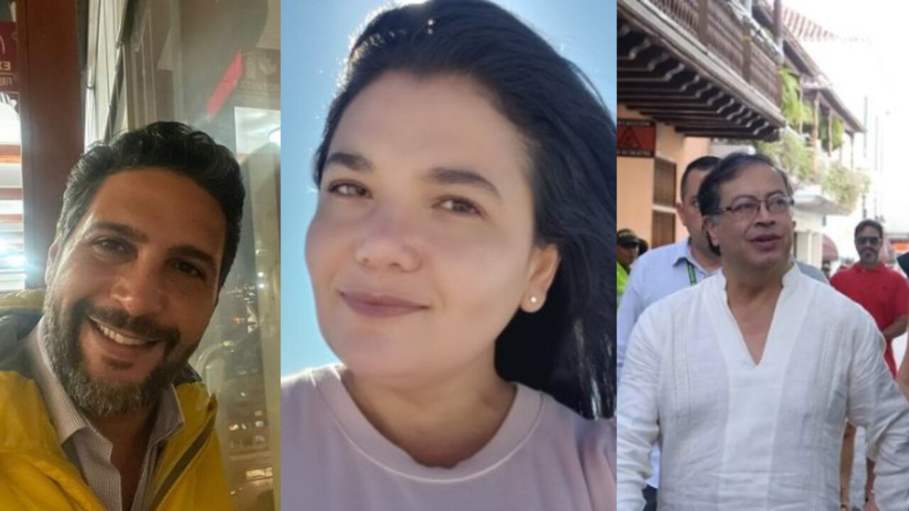 De izquierda a derecha el presentador y político Agmeth Escaf, la periodista Nany Pardo y el candidato Gustavo Petro.