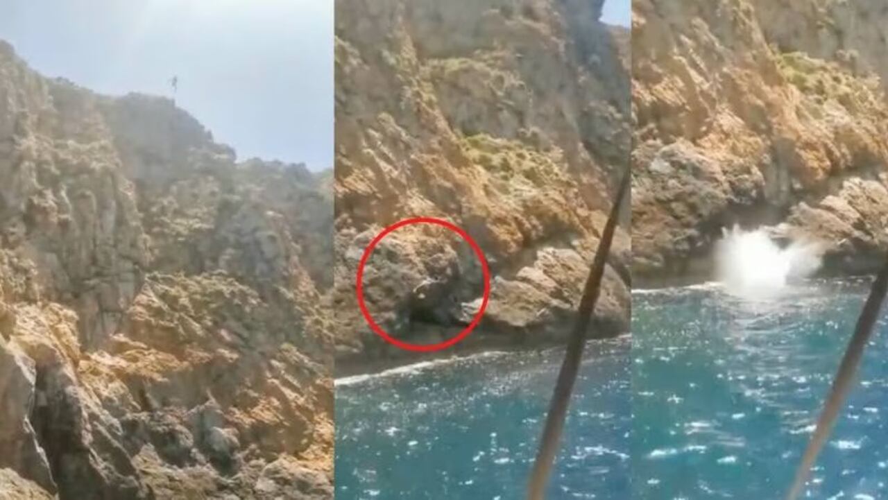 Terrorífico: mujer graba el momento en que su marido cae de un acantilado y muere