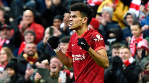 Luis Díaz celebra la anotación.