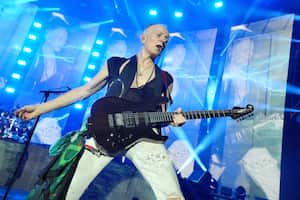 ATLANTA, GEORGIA - JUNE 16: Phil Collen of Def Leppard performs onstage during The Stadium Tour at Truist Park on June 16, 2022 in Atlanta, Georgia. (Photo by Kevin Mazur/Getty Images for Live Nation)