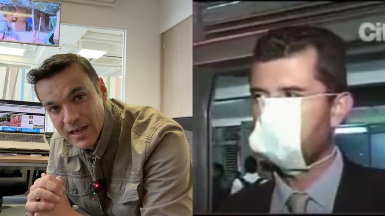 Juan Diego Alvira y el hombre del tapabocas