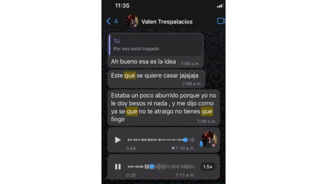 "Se quiere casar jajaja", revelan chat entre Valentina Trespalacios y una amiga donde habla de Poulos