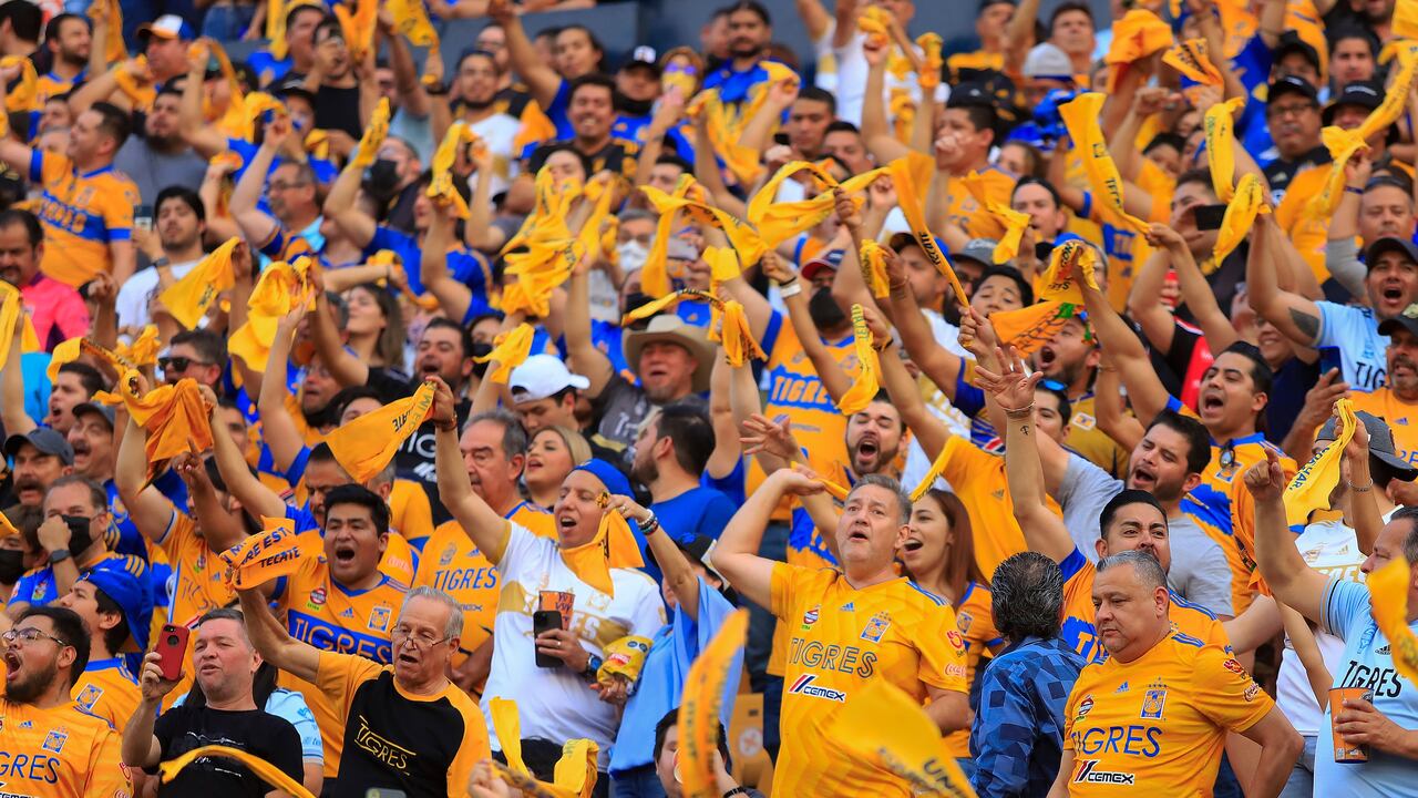 Aficionados del equipo Tigres UANL de México durante un partido de la Liga Mexicana.