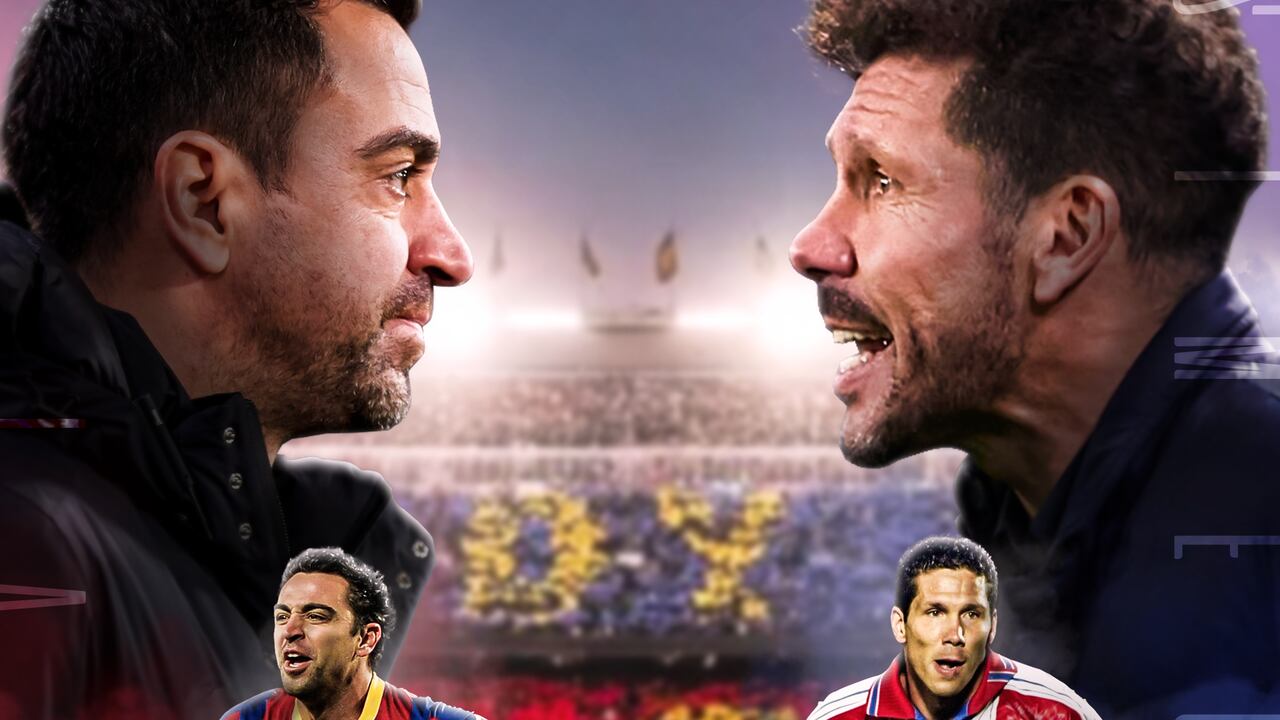 Mosaico de Xavi Hernández, entrenador del Barcelona, y Diego Simeone, entrenador del Atlético de Madrid.
