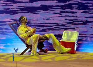 INGLEWOOD, CALIFORNIA - SEPTEMBER 30: Bad Bunny performs onstage during his World's Hottest Tour at SoFi Stadium on September 30, 2022 in Inglewood, California. (Photo by Kevin Winter/Getty Images)