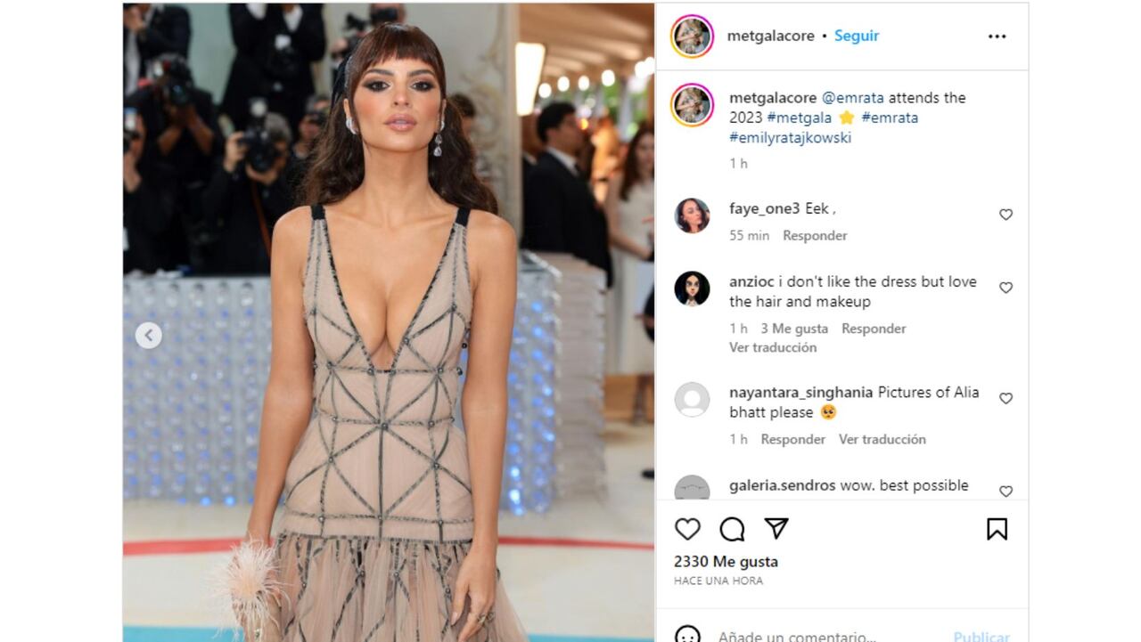 El sensual escote delantero de Emily Ratajkowski en la Met Gala que incendió IG