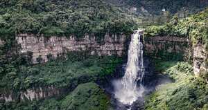 El Salto de Tequendama, one of the most imposing waterfalls in Colombia, fed by the polluted Bogota river