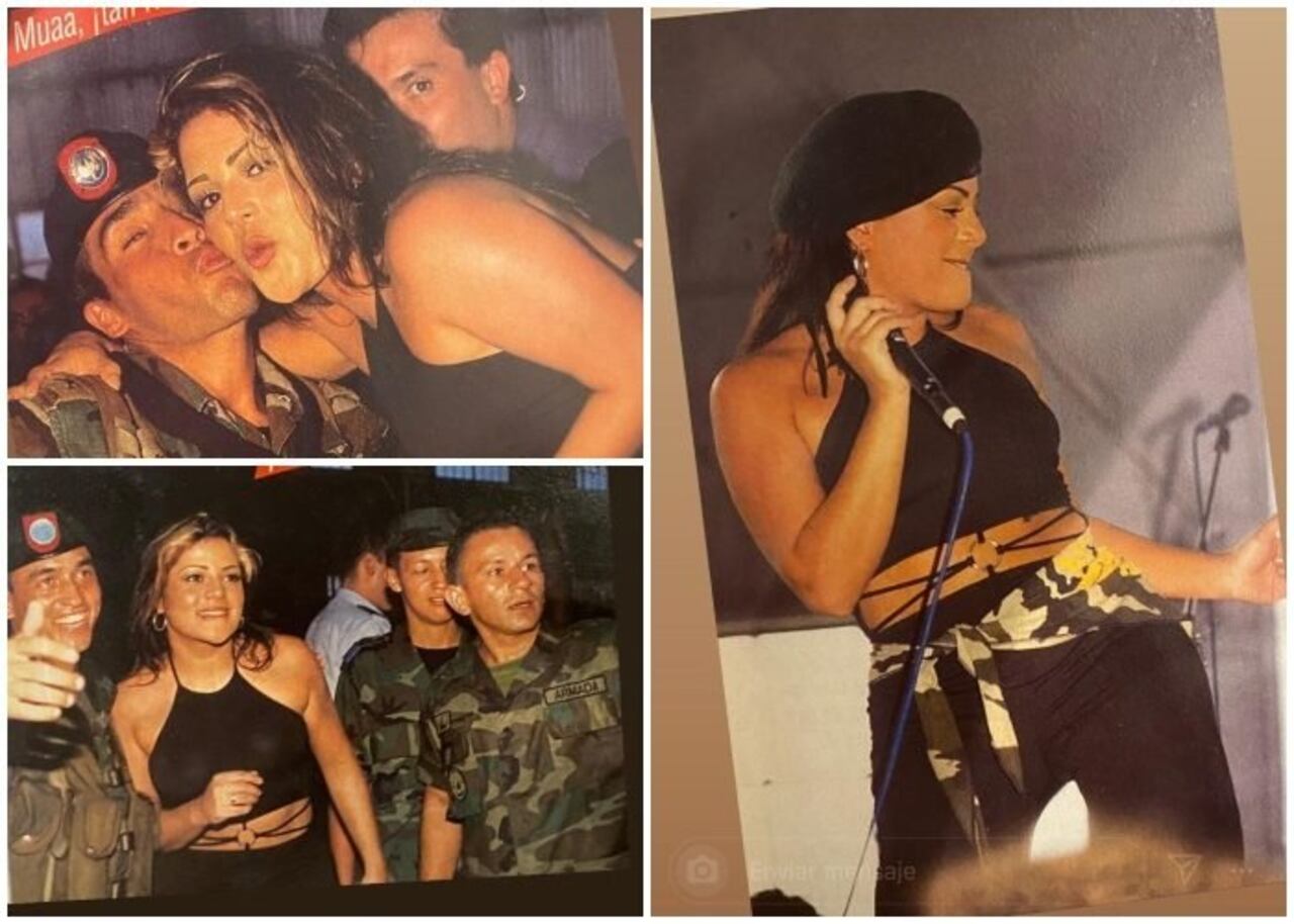 Marbelle junto a soldados en presentación dada en Tres Esquinas Caquetá.