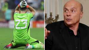 Emiliano 'Dibu' Martínez, arquero de la Selección de Argentina, y Carlos Antonio Vélez, periodista colombiano.