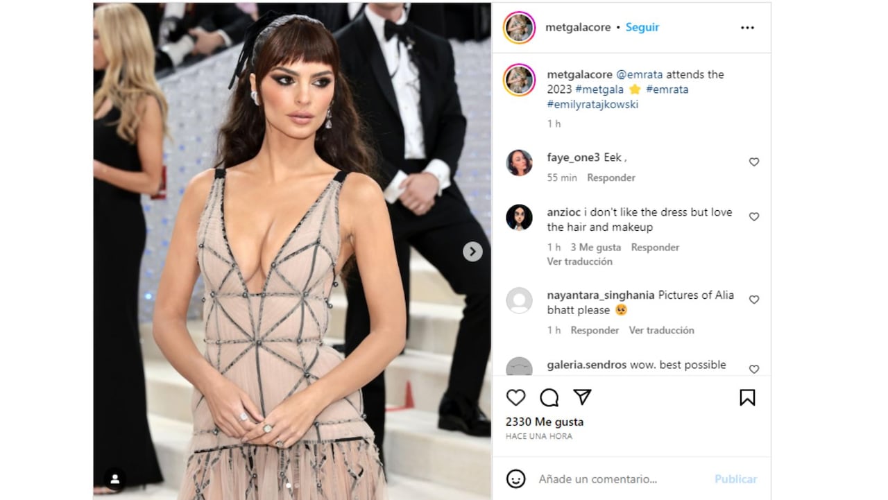 El sensual escote delantero de Emily Ratajkowski en la Met Gala que incendió IG